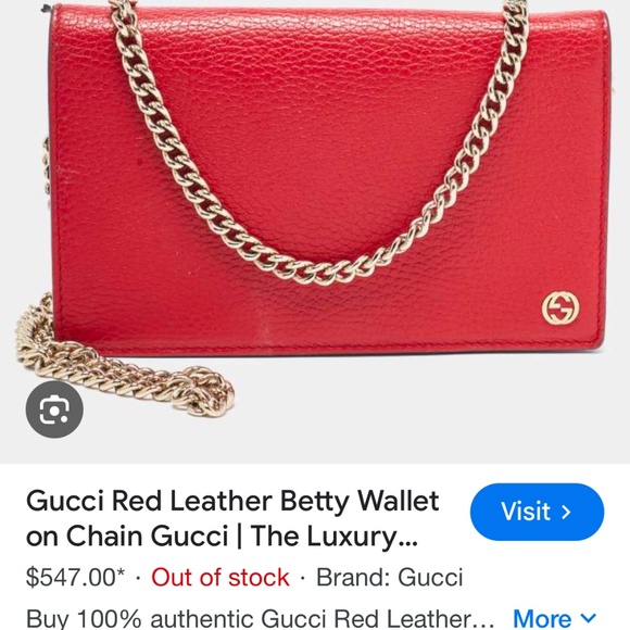 Red Gucci Betty Wallet on Chain WOC Like 🆕 - Picture 7 of 9